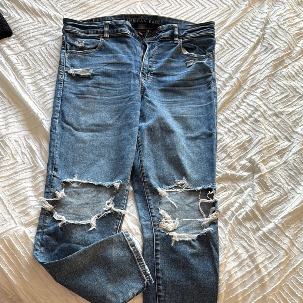 American Eagle Outfitters Women's Ripped Blue Boyfriend Jeans